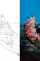 The painting process of 35°30' N, 19°00' E, original painting by VYRD, 2026