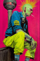 Another view of Alex 87, original painting by VYRD, acrylic on wood, 2026