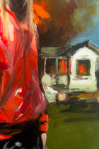 Another view of Heimleuchten, original painting by VYRD, acrylic on wood, 2025