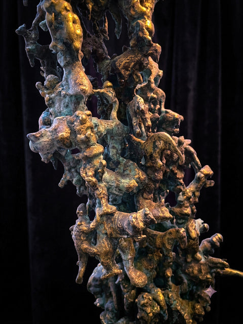 Another view of Toys 'R Brass, original sculpture, by VYRD, cold-cast bronze, 2026