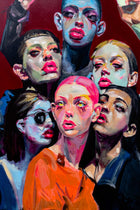 Another view of Followers: 2M, original painting by VYRD, acrylic on canvas, 2026