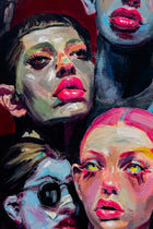Another view of Followers: 2M, original painting by VYRD, acrylic on canvas, 2026